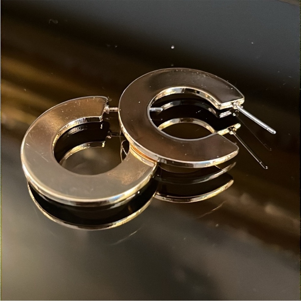 Flat Gold Hoop Earrings